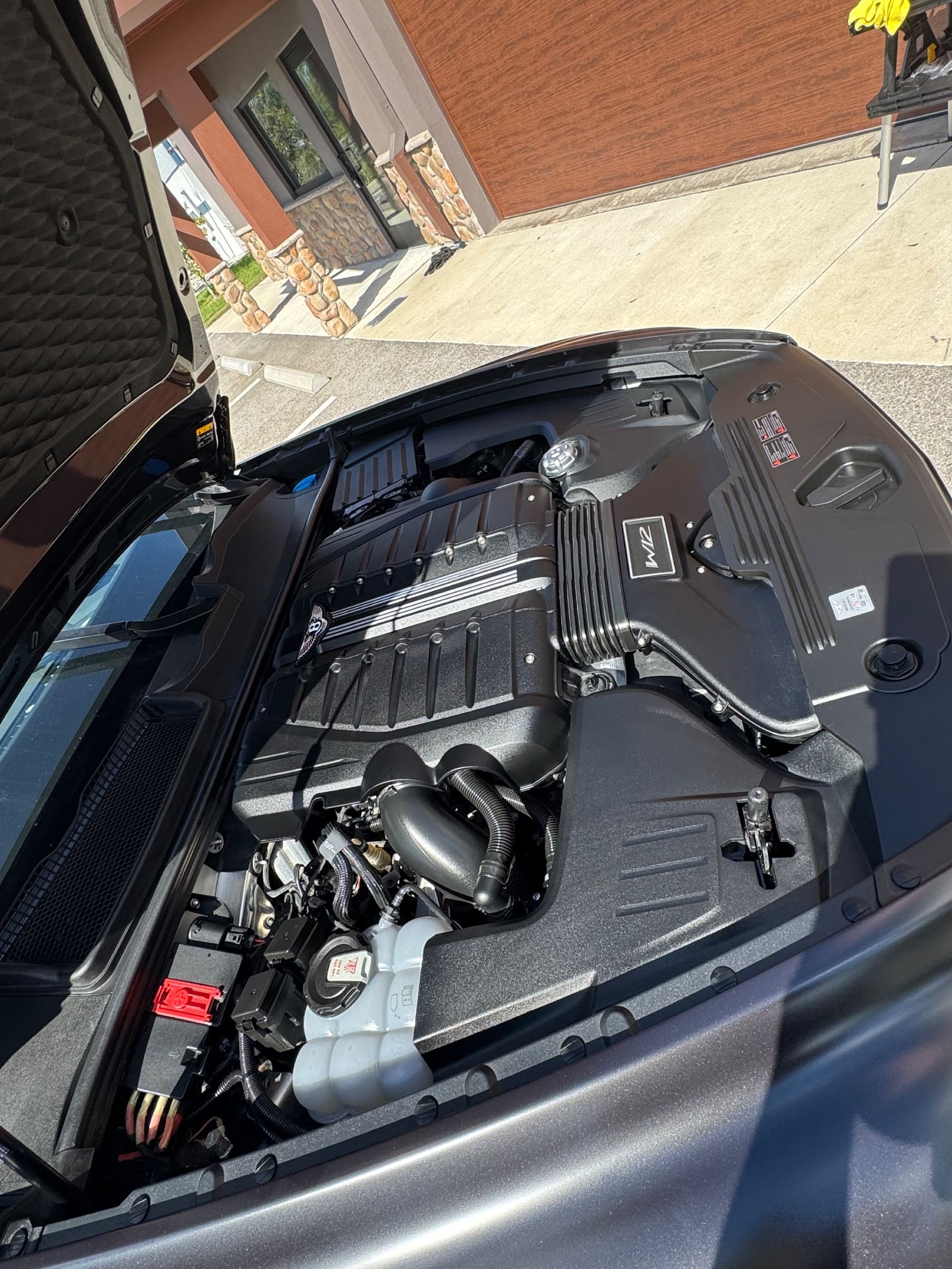 An engine bay after a full detail