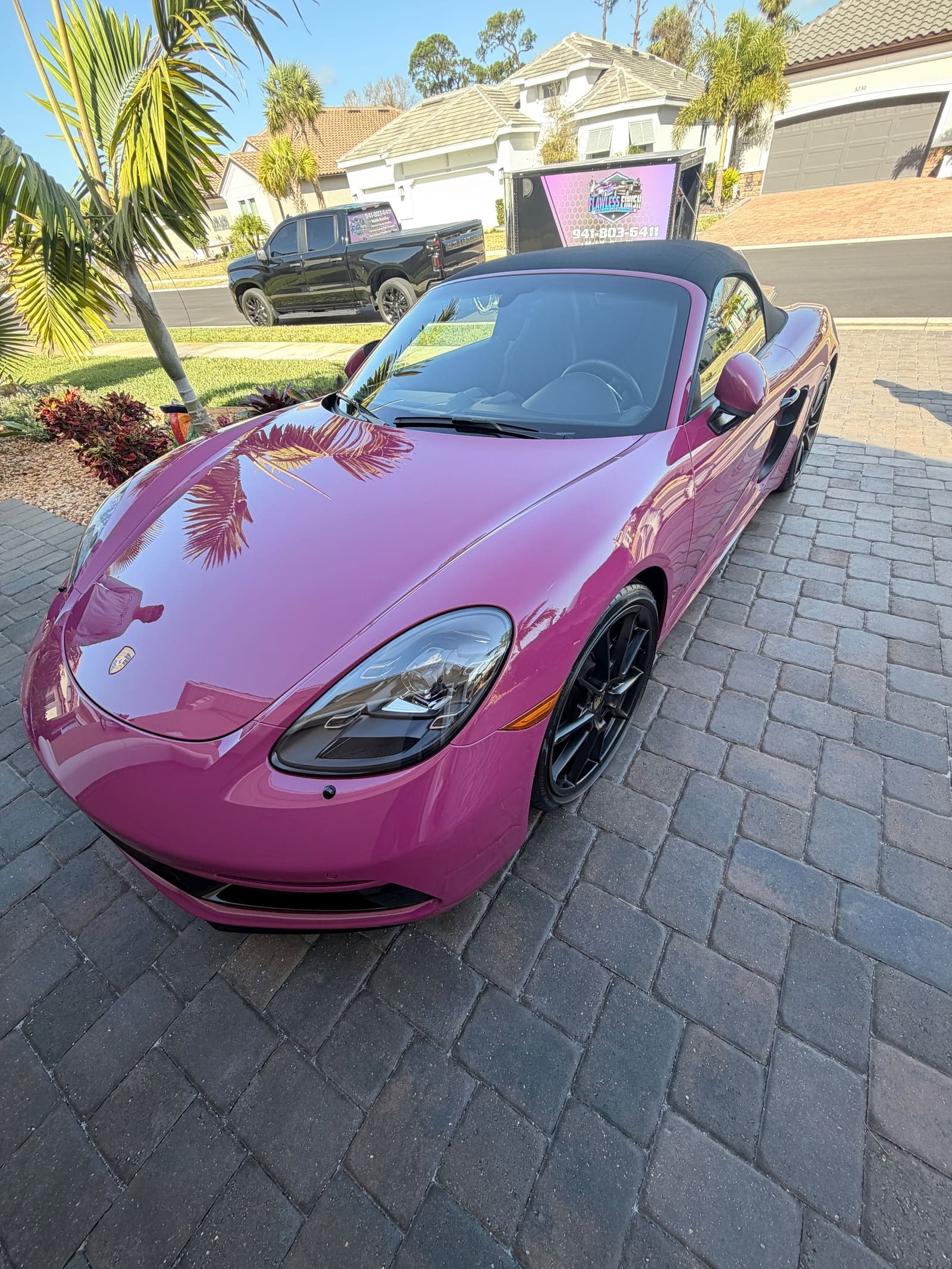 A vehicle detailed by Flawless Finish, paint polished to a mirror gloss